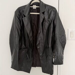 Jocelyn Faux Leather Blazer in Black